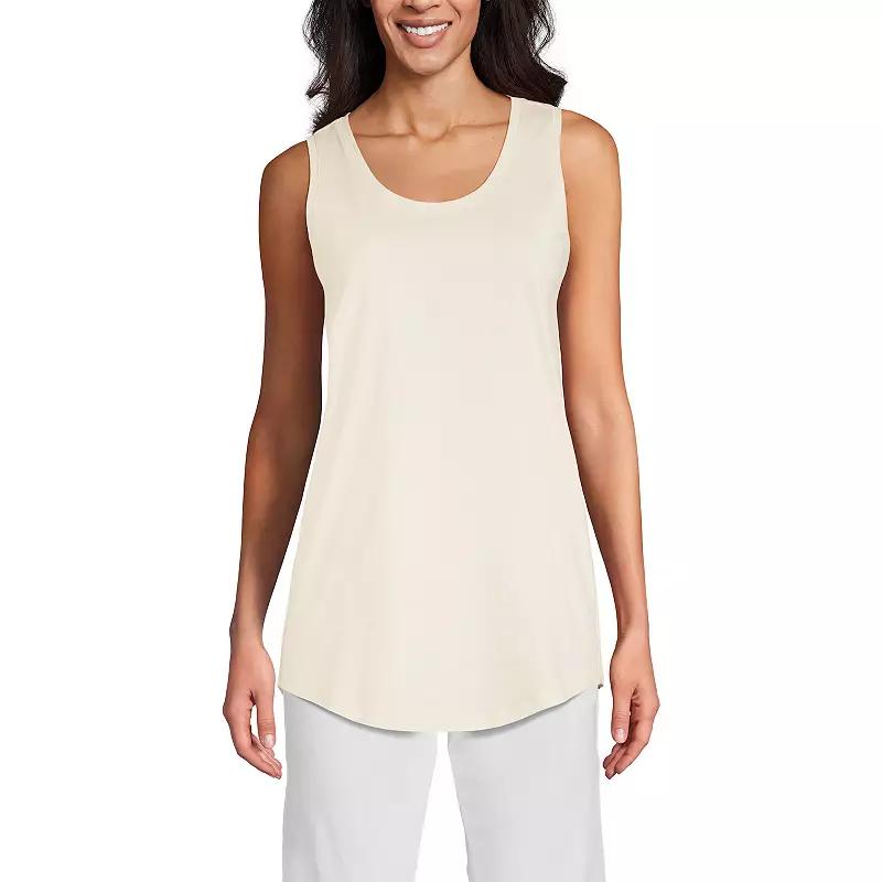 Women's Lands' End Supima Cotton Crewneck Tunic, Size: XL, Fresh Ivory Product Image