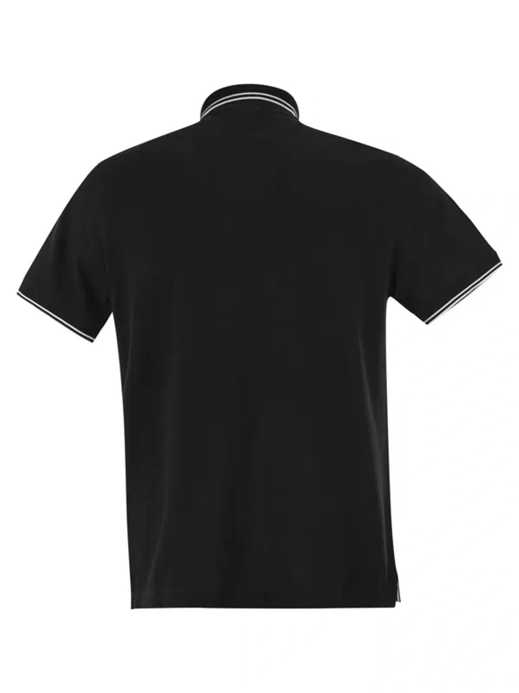 STONE ISLAND Mens Black Brand-patch Regular-fit Stretch-cotton Polo Shirt Xl Product Image
