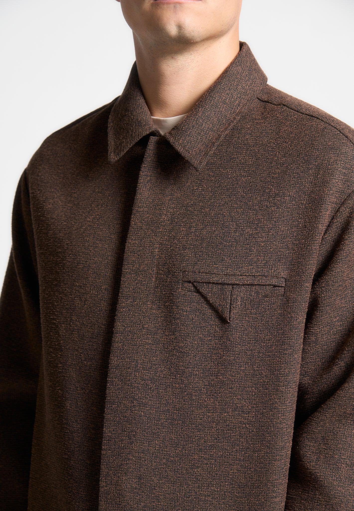 Melange Tailored Shirt with Triangle Pocket - Brown Male Product Image