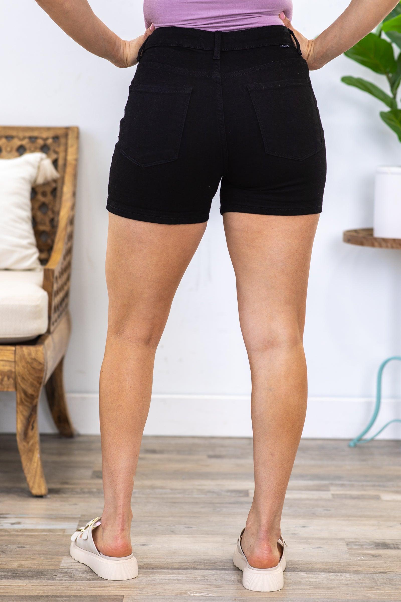 Risen Black High Rise Cuffed Shorts Product Image