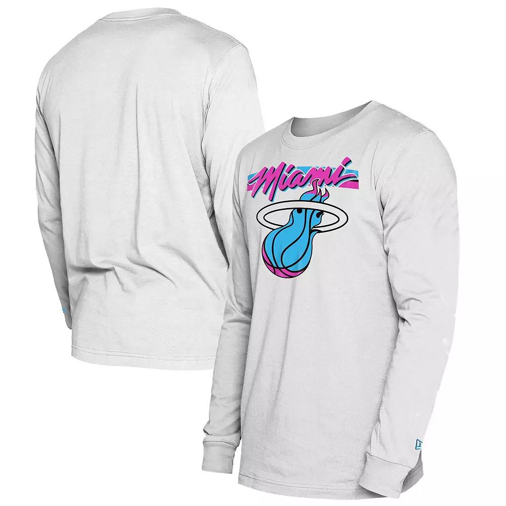 Men's New Era  White Miami Heat 2024/25 City Edition Long Sleeve T-Shirt, Size: 2XL Product Image