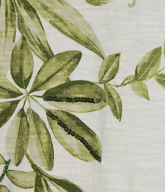 Investments Wispy Leaf Short Sleeve Novelty Crew Neck Top Product Image