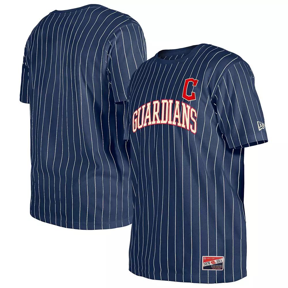 Men's New Era Navy Cleveland Guardians Throwback Pinstripe T-Shirt,  Product Image