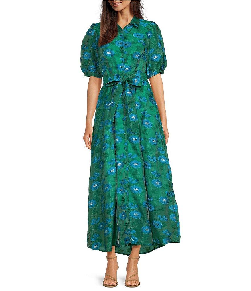 Abbey Glass Charlotte Floral Print Short Sleeve V-Neck Fit and Flare Dress Product Image