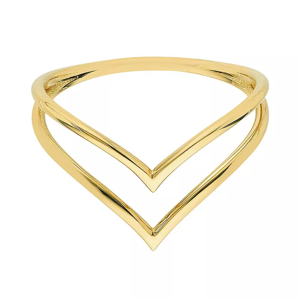 14k Gold Double Chevron Ring, Women's, Size: 6 Product Image