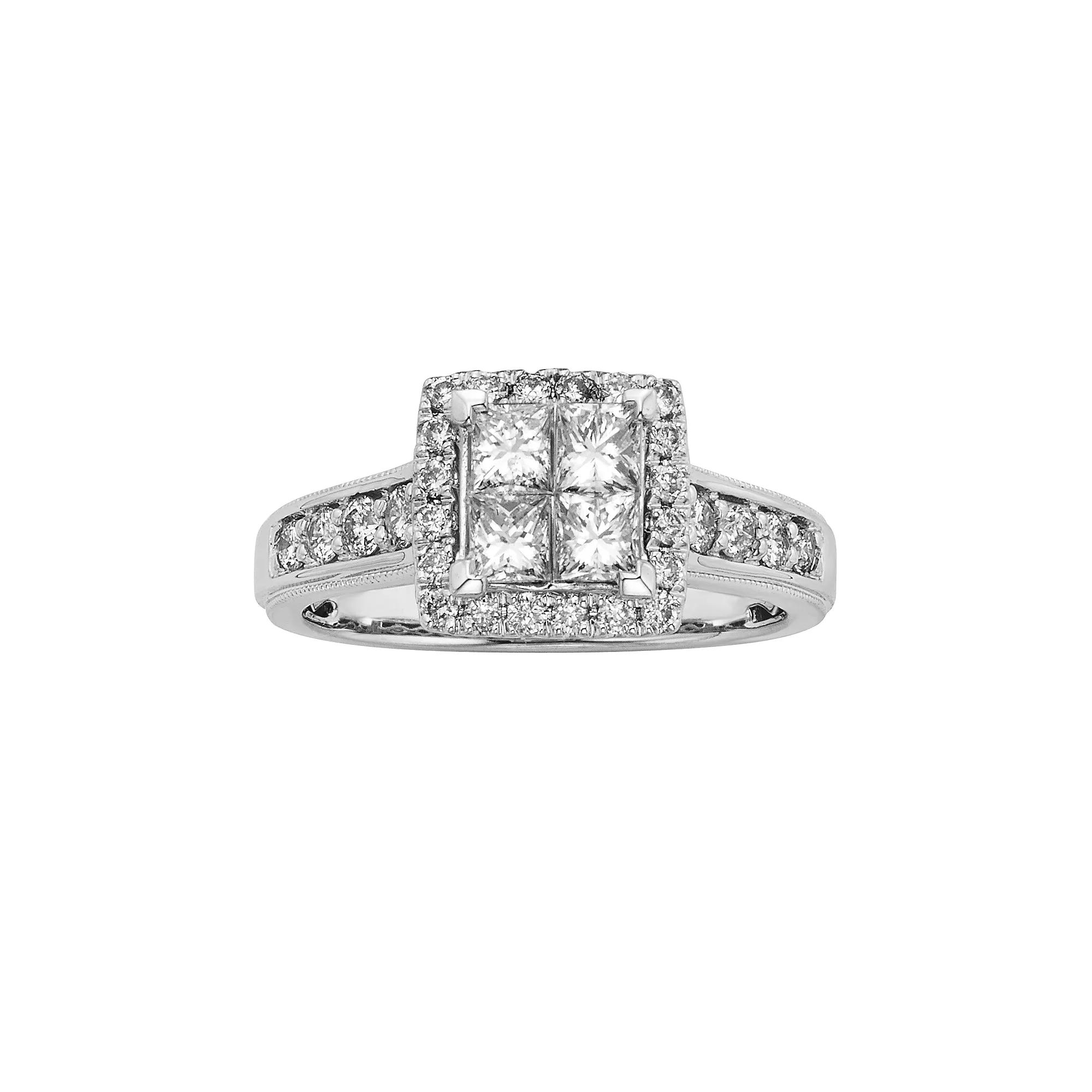 The Regal Collection IGL Certified Diamond Square Halo Engagement Ring in 14k White Gold (1 ct. T.W.), Women's, Size: 5 Product Image