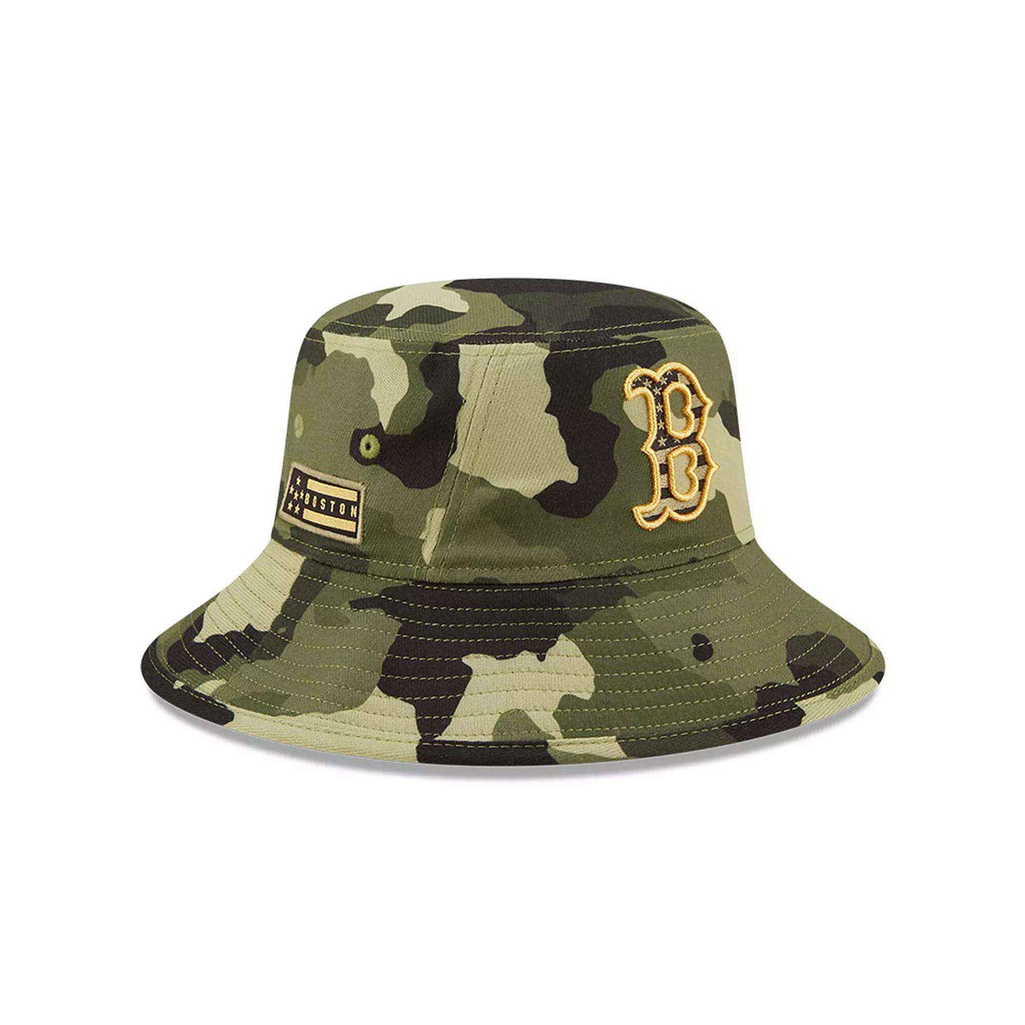 Men's New Era Camo Boston Red Sox 2022 Armed Forces Day Bucket Hat, Green Product Image