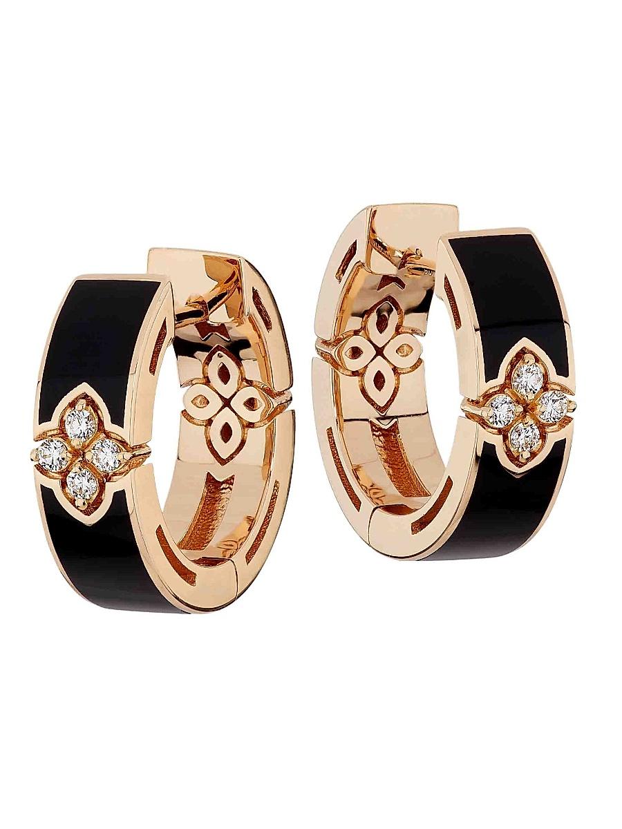 Womens Love In Verona 18K Rose Gold, Enamel & 0.06 TCW Diamond Hoop Earrings Product Image