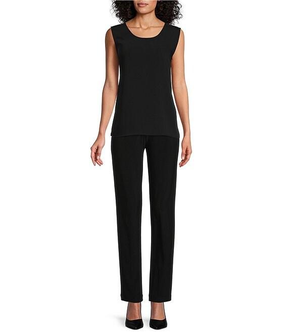 Caroline Rose Matte Crepe Scoop Neck Sleeveless Tank Top Product Image