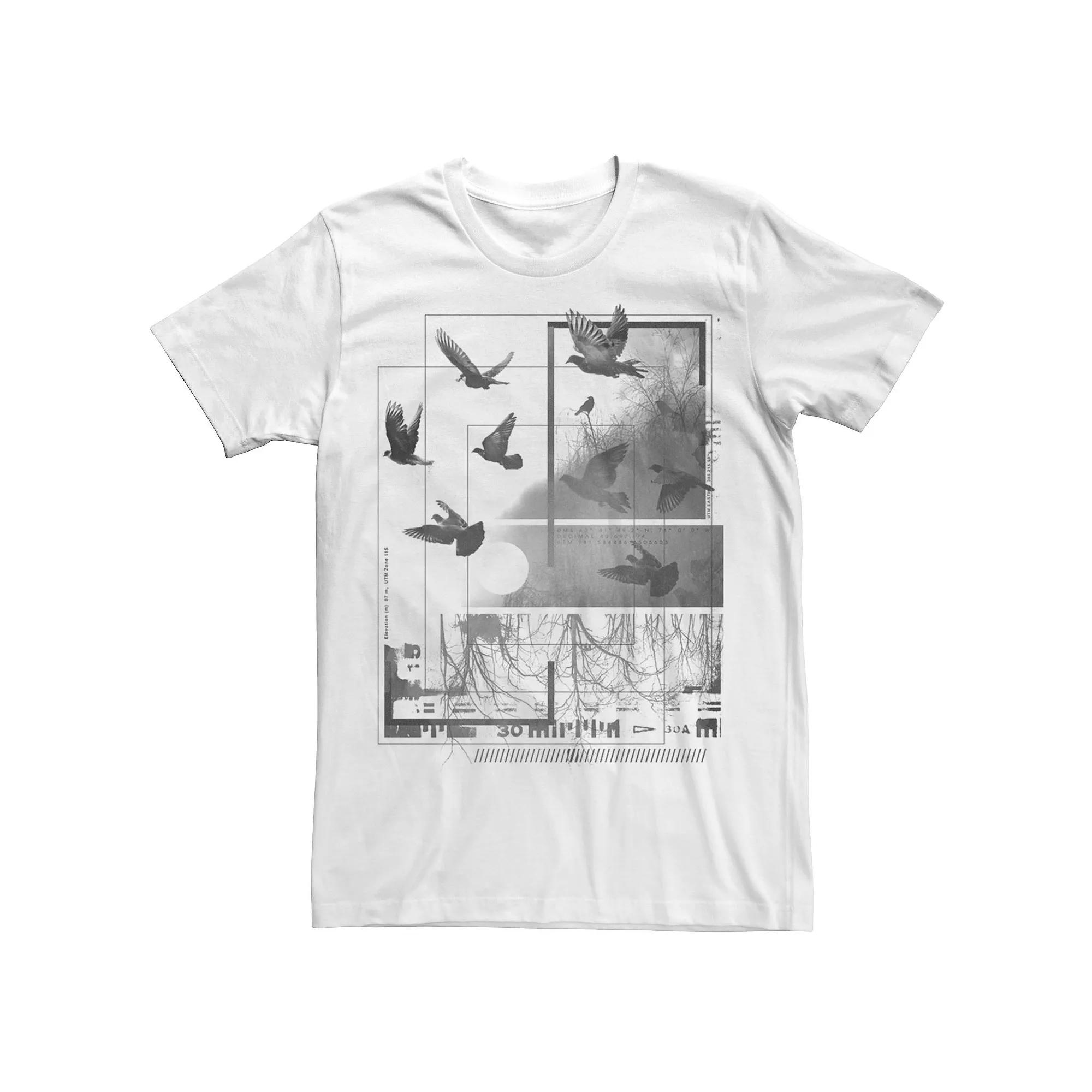 Men's Nature Birds Flying Squares Graphic Tee,  Product Image