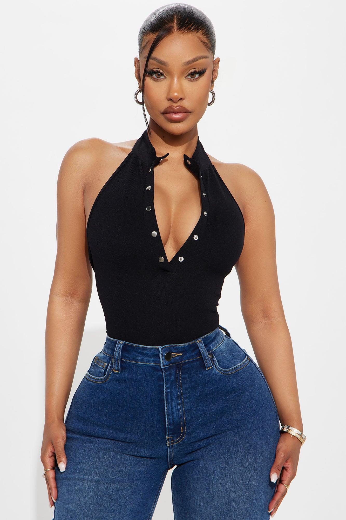 Like A Pro Mock Neck Halter Bodysuit - Black Female Product Image