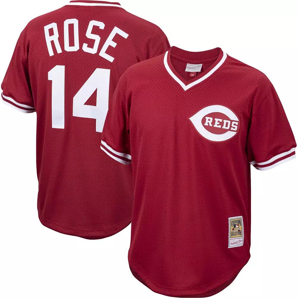 Men's Mitchell & Ness Pete Rose Red Cincinnati Reds Cooperstown Collection Mesh Batting Practice Jersey, Size: Medium, Red Red Product Image