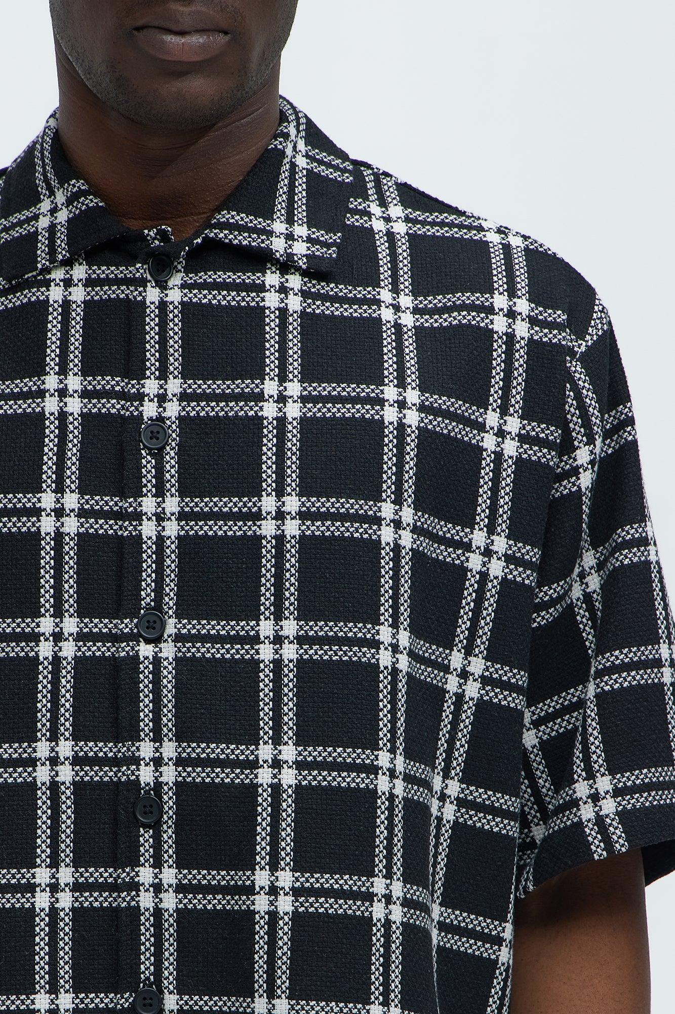 Porter Plaid Closed Collar Button Down Shirt - Black/combo Product Image