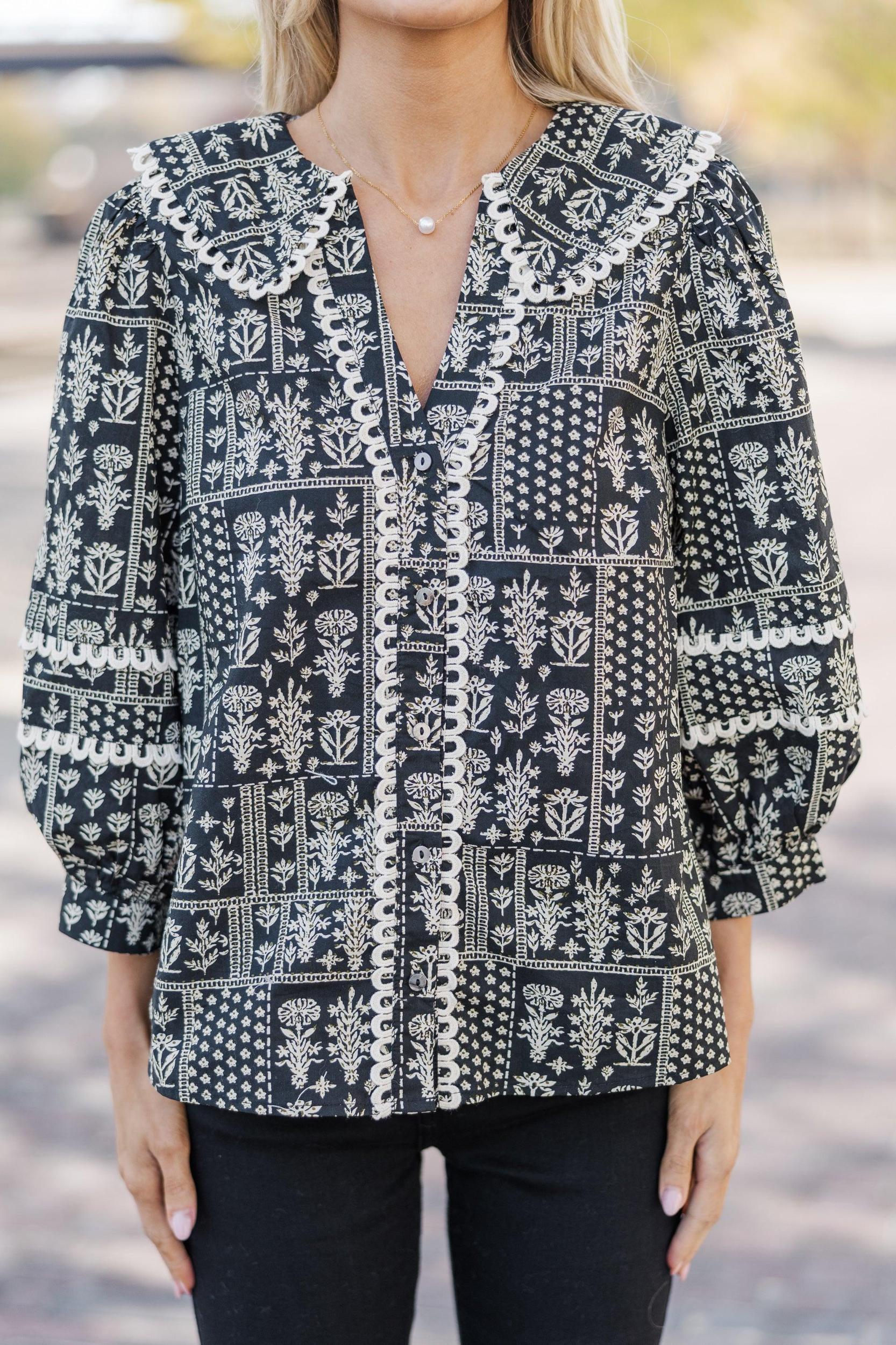 Calling For You Black Floral Blouse Female Product Image