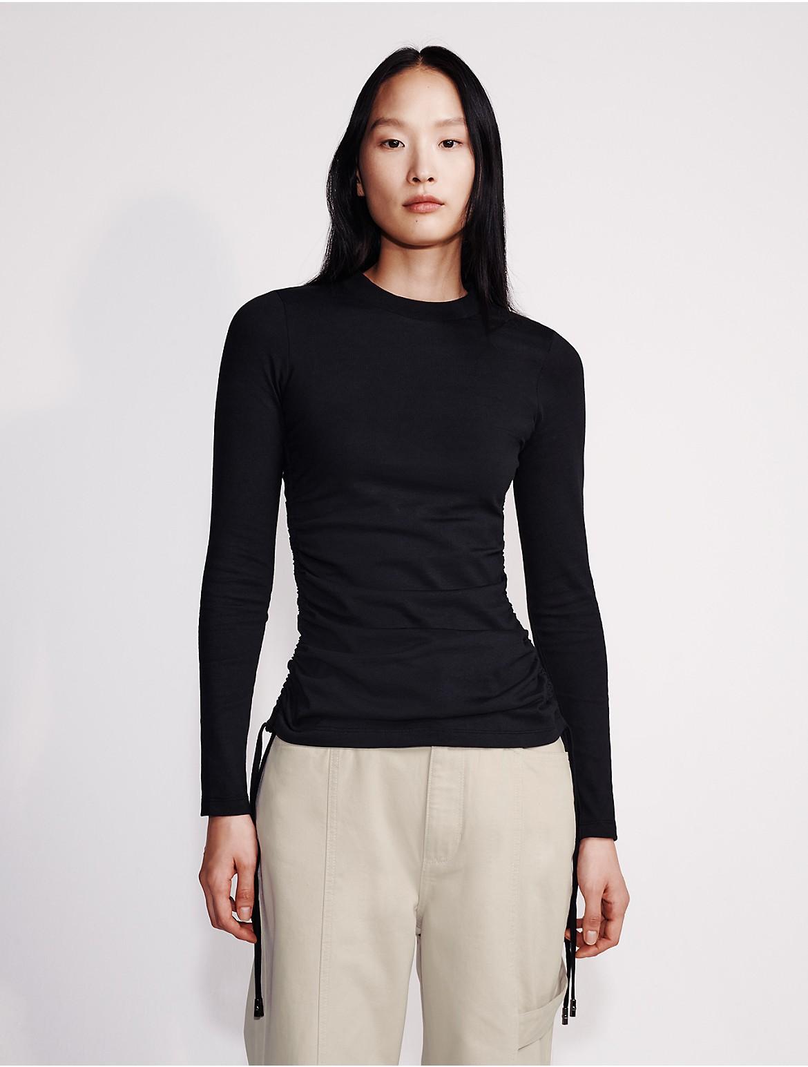 Calvin Klein Womens Ruched Slim T-Shirt Product Image