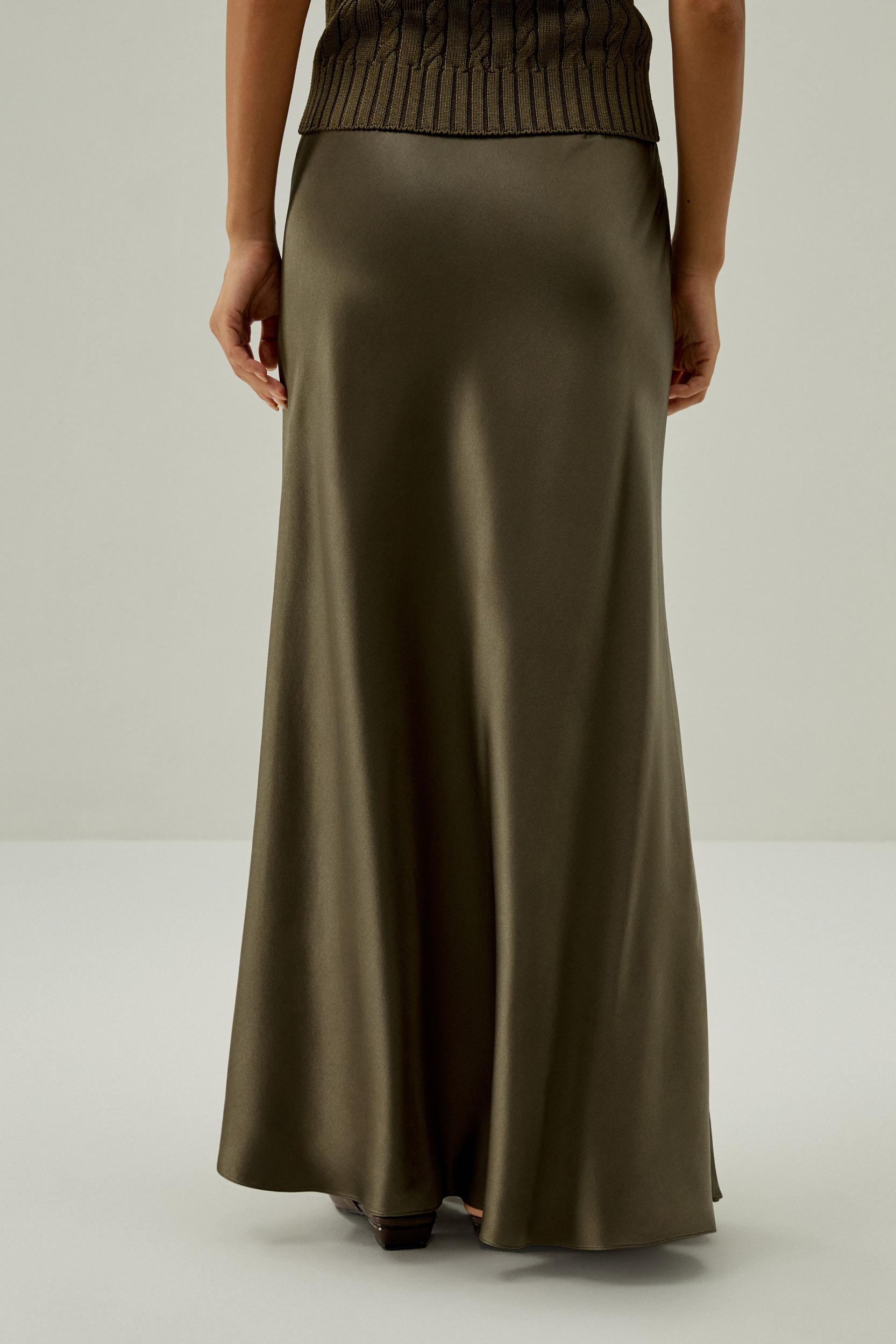 LILYSILK Womens Silk Maxi Skirt - Pine Pure Natural Silk - Luxurious Texture Straight-Cut Skirt Product Image