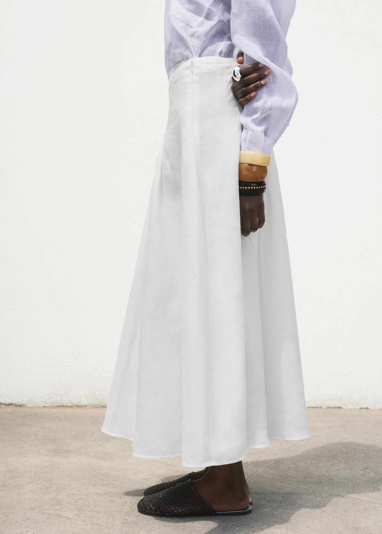 Ramie pleated skirt - Women | MANGO USA Product Image