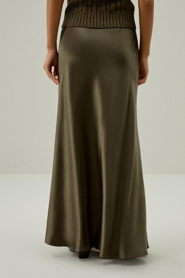 LILYSILK Womens Silk Maxi Skirt - Pine Pure Natural Silk - Luxurious Texture Straight-Cut Skirt Product Image