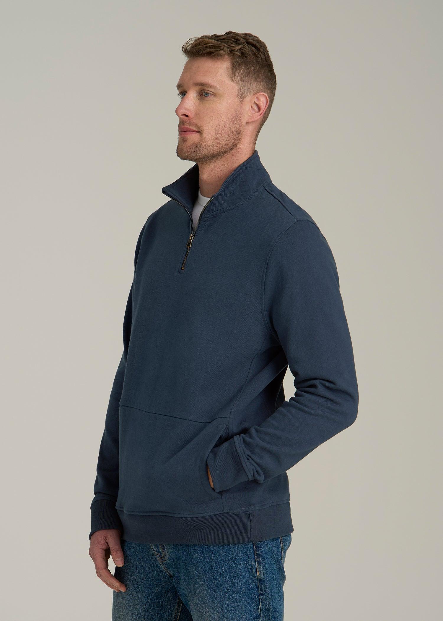 LJ&S Heavyweight Quarter-Zip Pullover for Tall Men in Vintage Midnight Navy Male Product Image