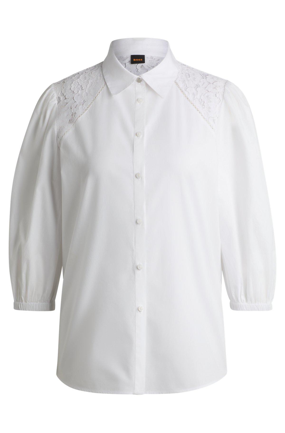 Regular-fit blouse with lace shoulders Product Image