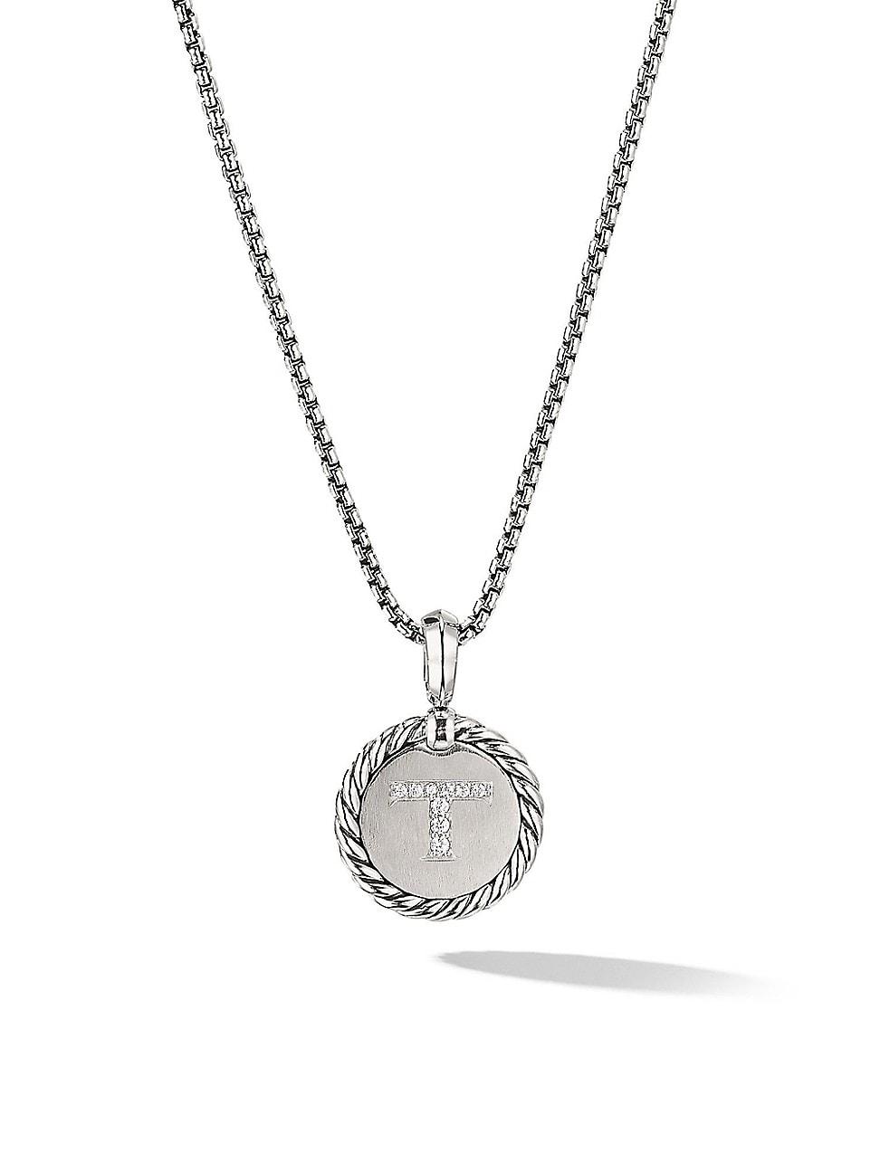 Womens Initial Charm Necklace in Sterling Silver Product Image