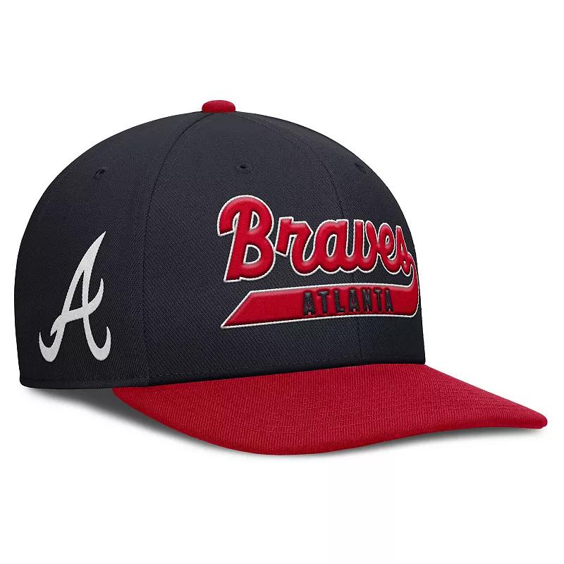 Men's Nike Navy/Red Atlanta Braves Pro Performance Snapback Hat, Size: Medium/Large, Blue Product Image