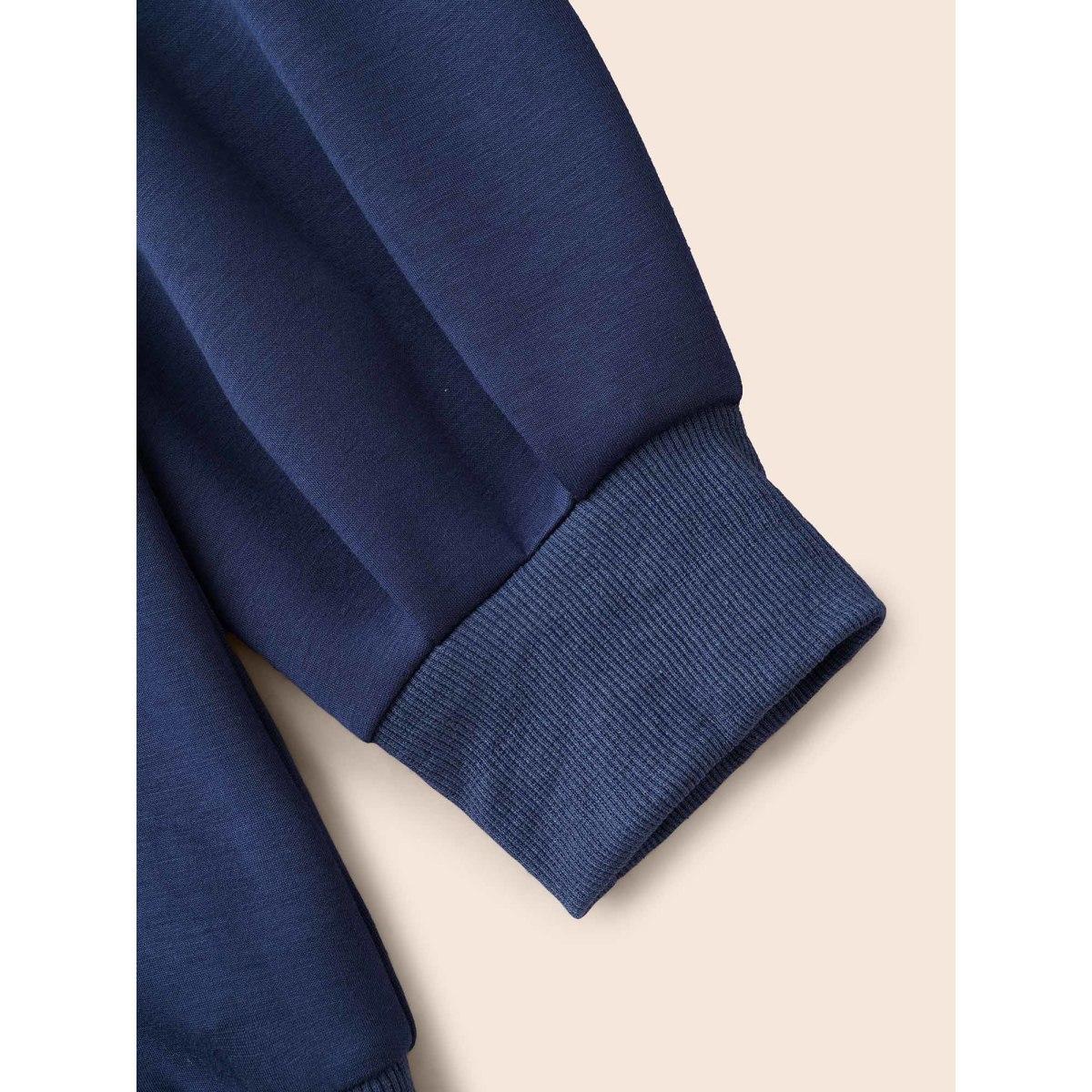 Plus Size Supersoft Essentials Cut Out Sweatshirt Women Navy Casual Patchwork Round Neck Everyday Sweatshirts BloomChic 14-16/1X Product Image