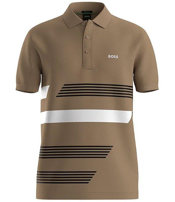 BOSS Paddy Tape Print Stretch Short Sleeve Polo Shirt Product Image