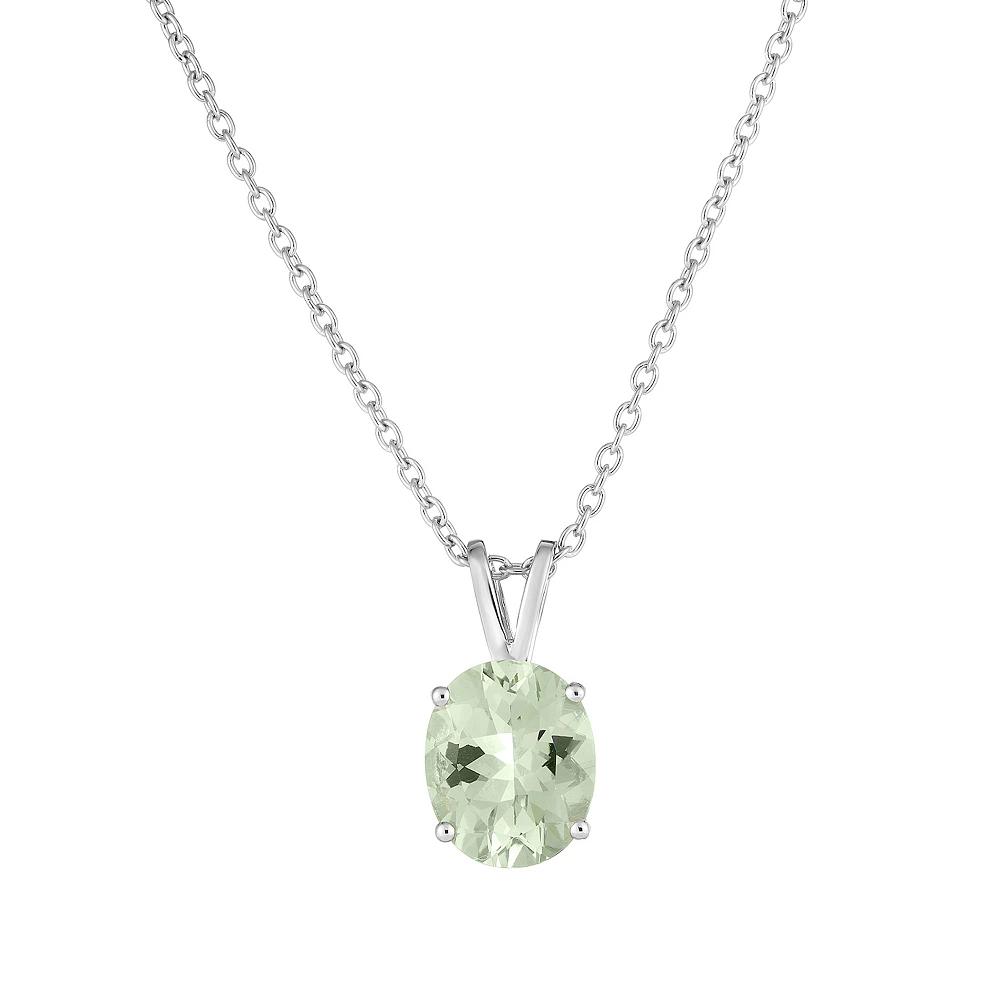 Oro Leoni Sterling Silver Oval Green Quartz Pendant Necklace, Women's,  Product Image