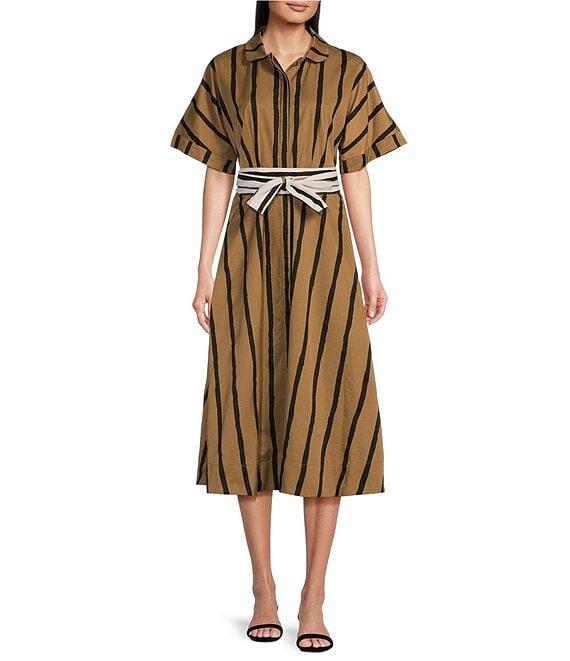 Buru Donna A-Line Striped Day Midi Dress Product Image