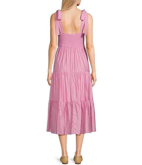 Blu Pepper V-Neck Tie Strap Midi Dress Product Image