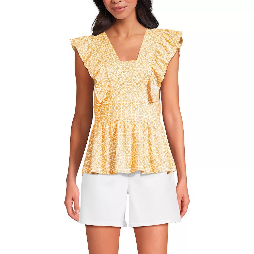Women's Lands' End Lightweight Jersey Ruffle Peplum Top,  Product Image