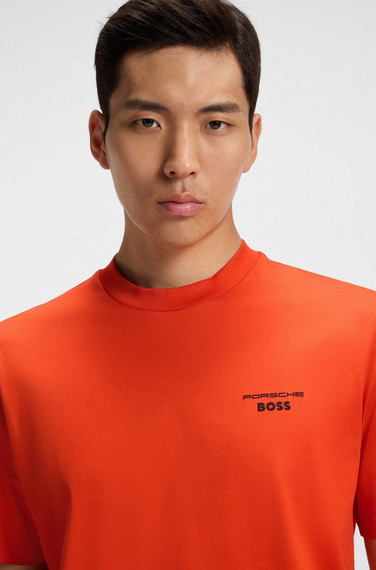 BOSS - Porsche x BOSS mercerized-cotton T-shirt with Targa artwork - Dark Orange Product Image
