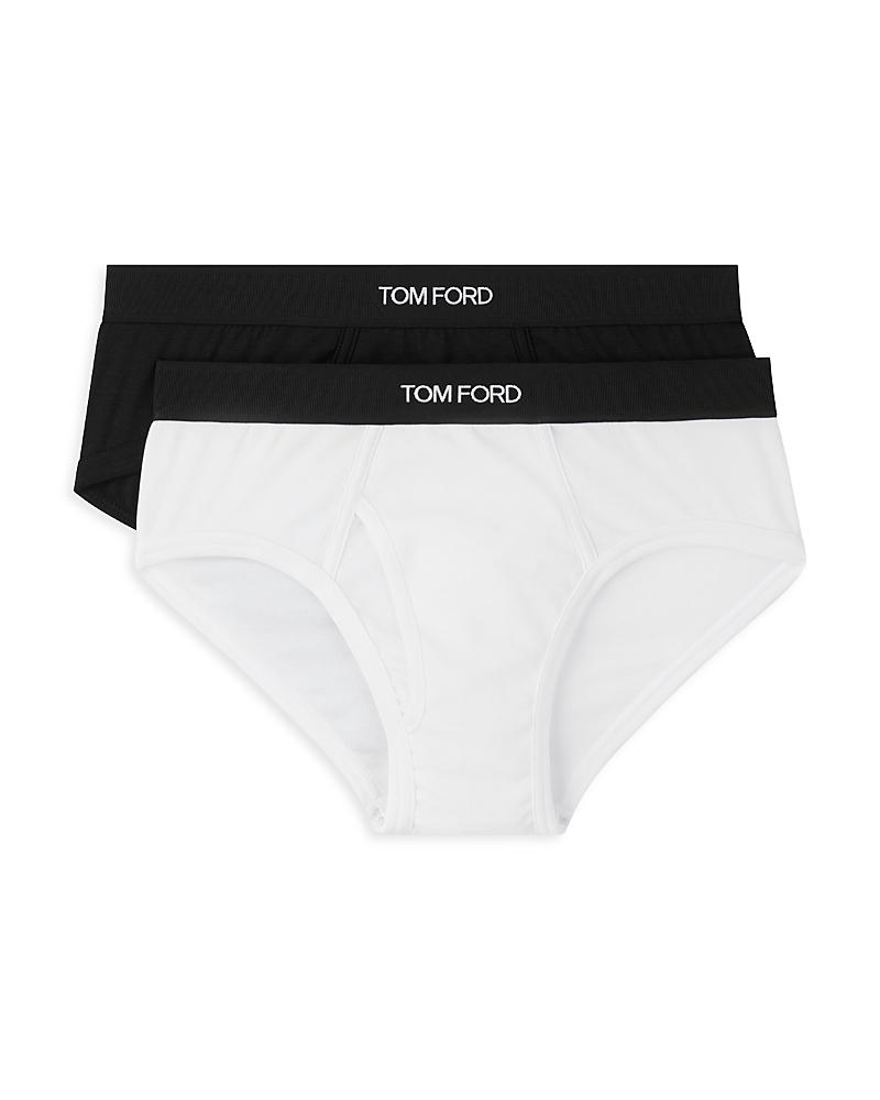 Mens 2-Pack Solid Jersey Logo-Waist Briefs Product Image