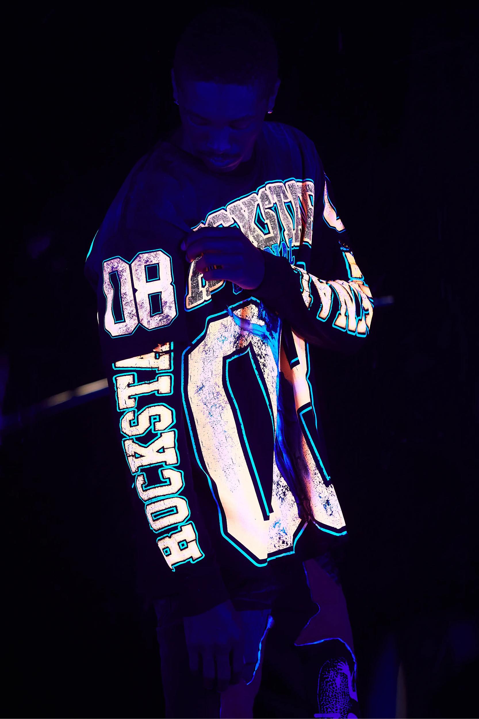 Fields Black/Orange Double Layer Long Sleeve Graphic T-Shirt Male Product Image