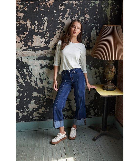 Dear John Holly Stretch Denim High Rise Cropped Wide Leg Jeans Product Image