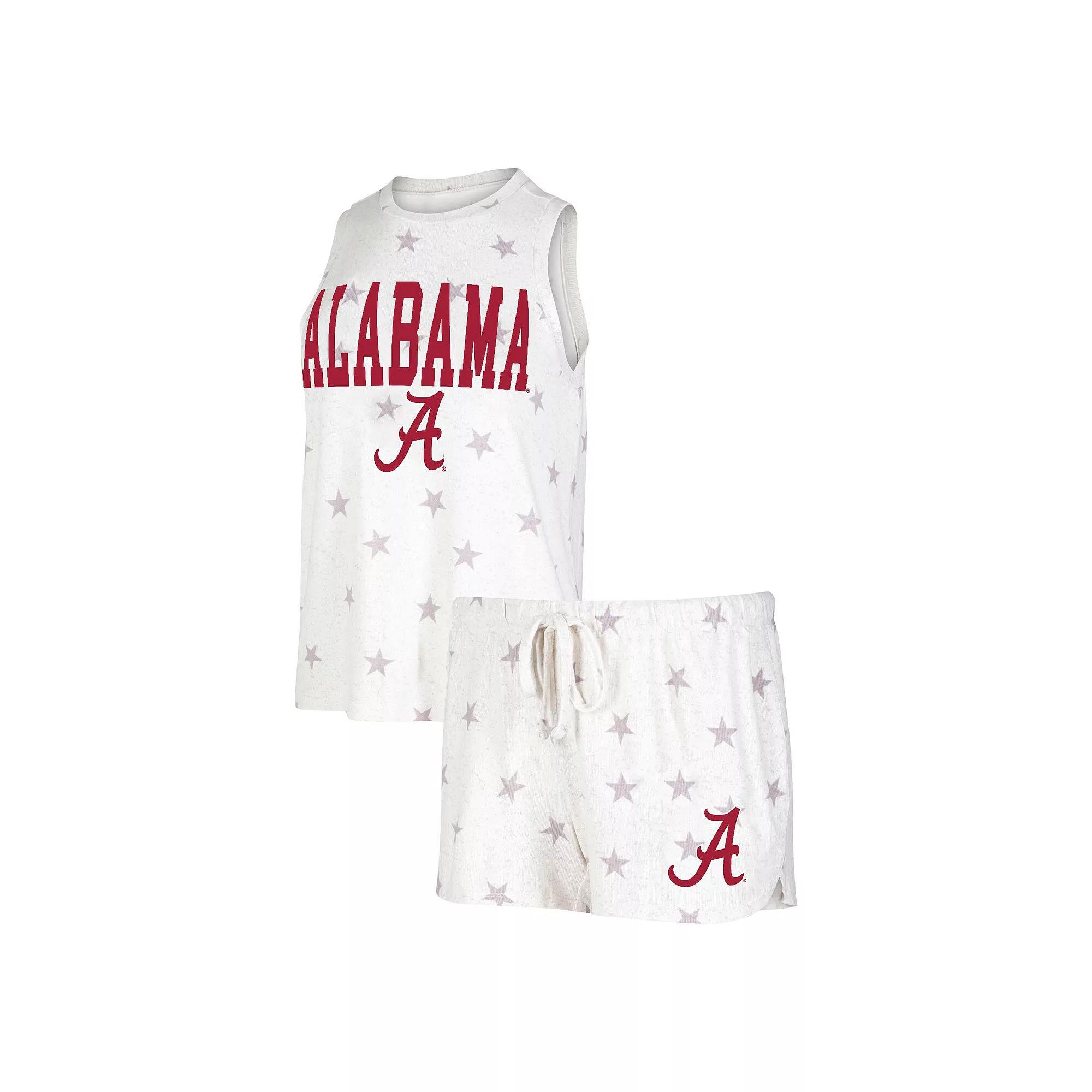Women's Concepts Sport Cream Alabama Crimson Tide Agenda Stars Tank Top and Shorts Sleep Set, Size: Medium, Beige Product Image