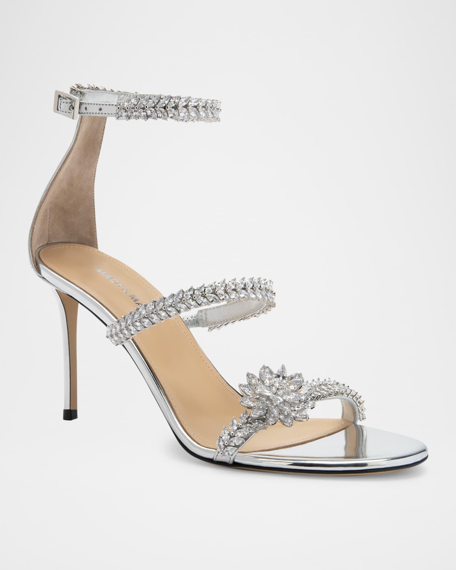 Lotus Crystal Metallic Ankle-Strap Sandals Product Image