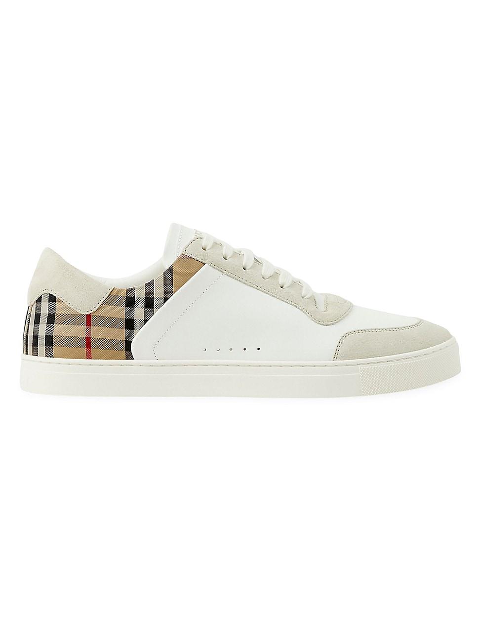 Mens Stevie Check Leather & Canvas Sneakers Product Image