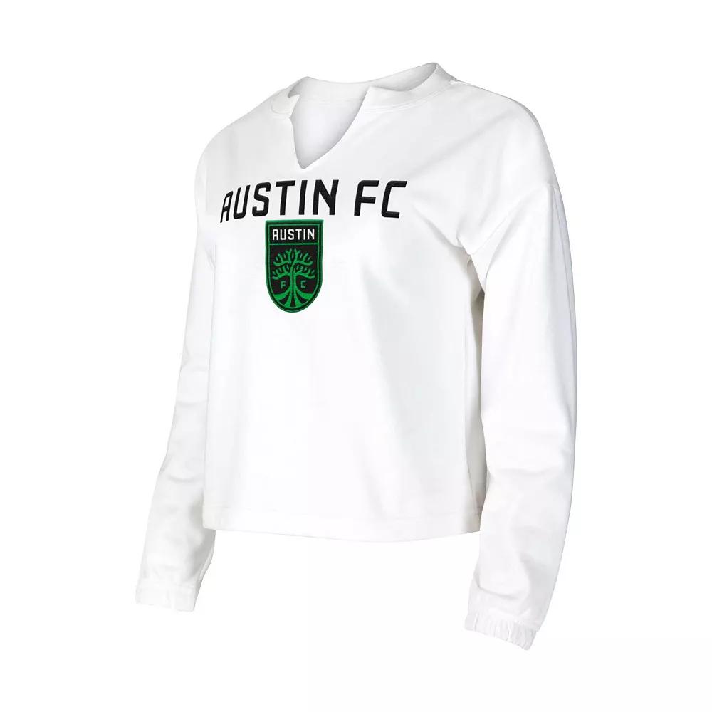Women's Concepts Sport White Austin FC Sunray Notch Neck Long Sleeve T-Shirt,  Product Image