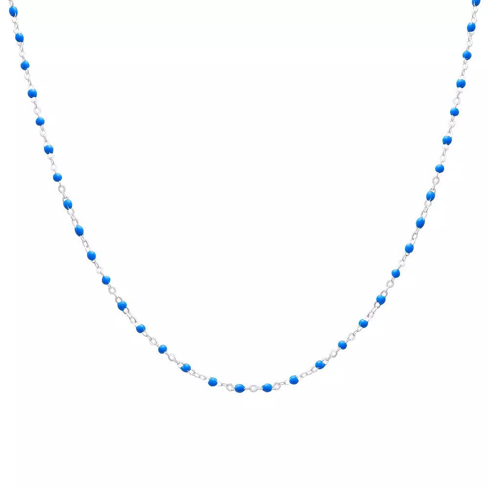 Sterling Silver Blue Enamel Beaded Necklace, Women's, Size: 18" Product Image