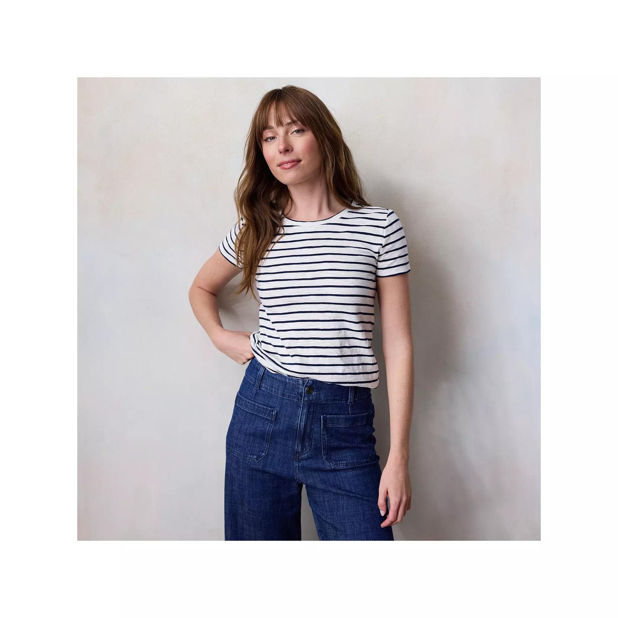 Women's LC Lauren Conrad Short Sleeve Tee, Size: XS, Cr Blue Basque Stripe Product Image