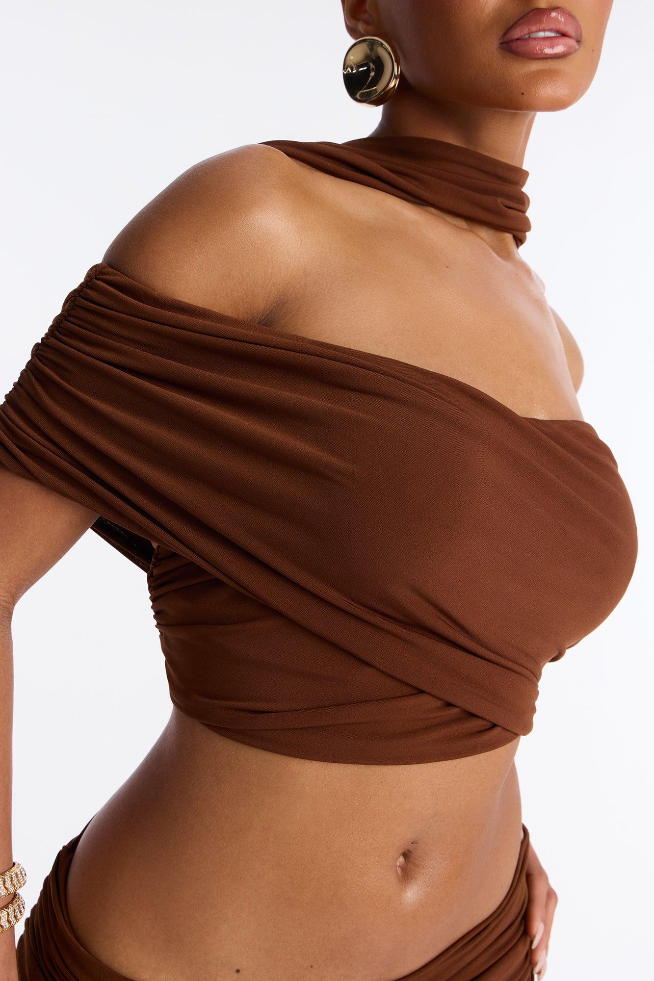 Touch Me Not Jersey Skirt Set - Brown Female Product Image