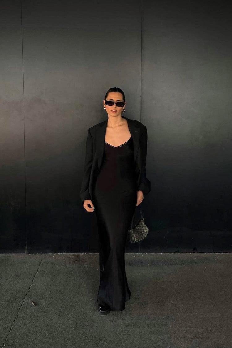 Isle Of Paradise Bias Cut Maxi Dress Black Product Image