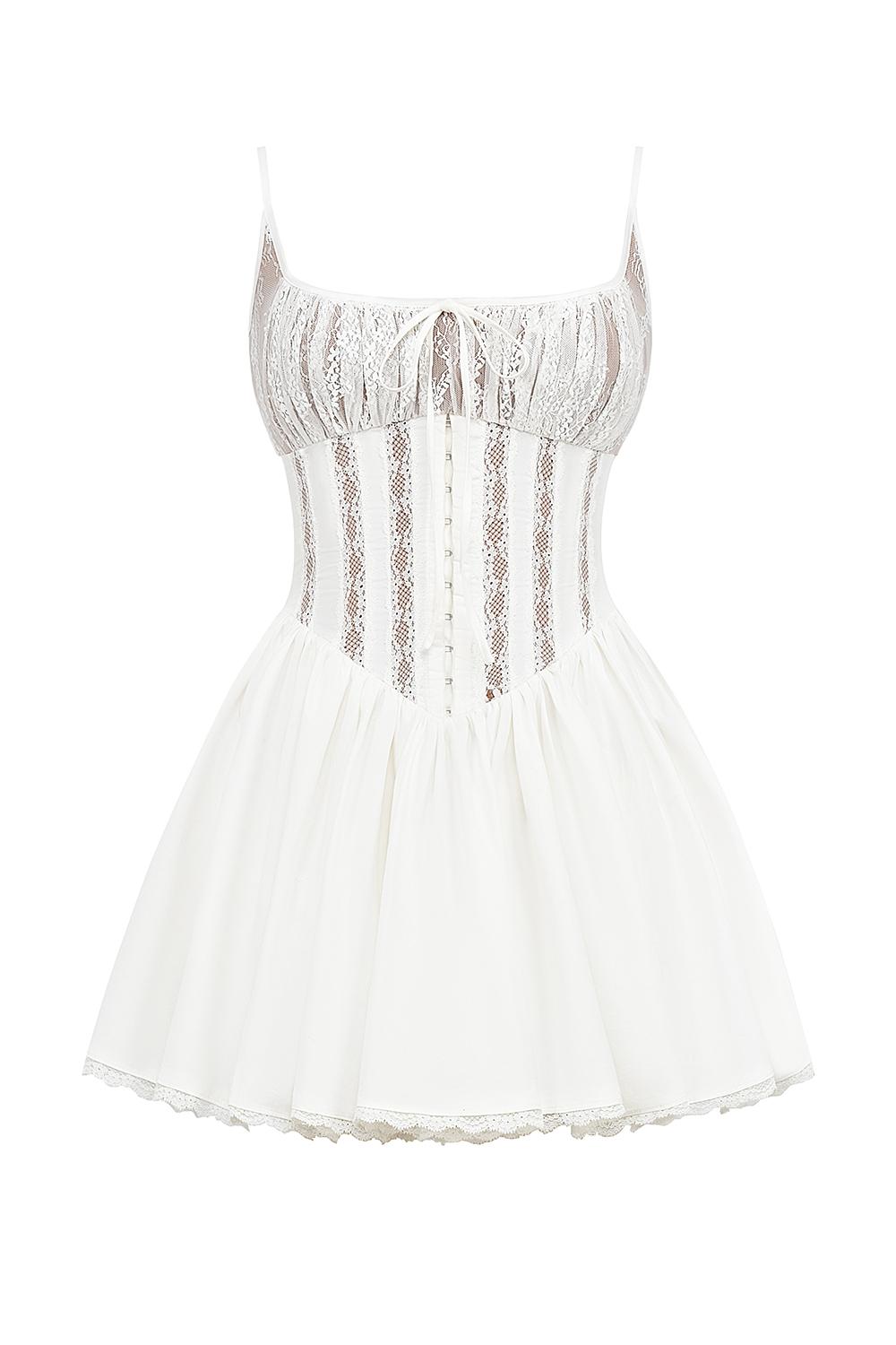 Rosaria  white cotton corset mini dress Product Image
