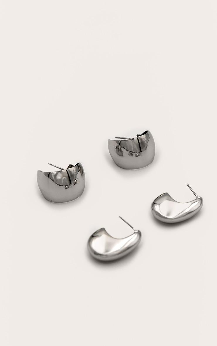 Silver Chunky Beveled Multipack Earrings Product Image