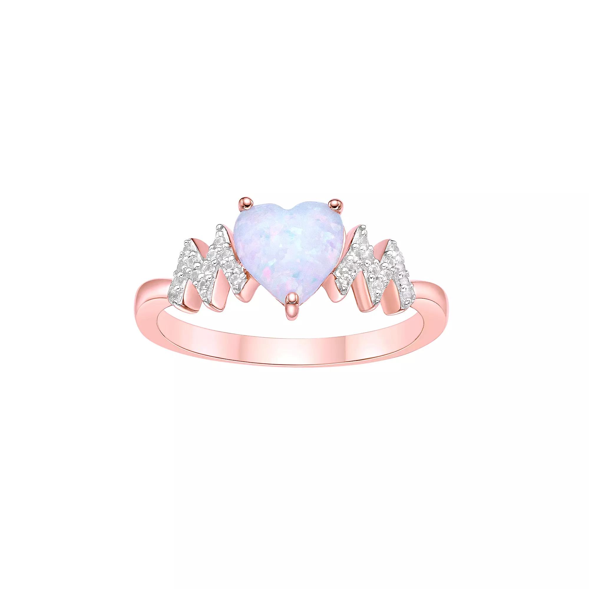 Gemminded 2 Micon 18K Rose Gold Plated Sterling Silver Lab-Created Opal & Lab-Created White Sapphire Ring, Women's, Pink Tone Product Image