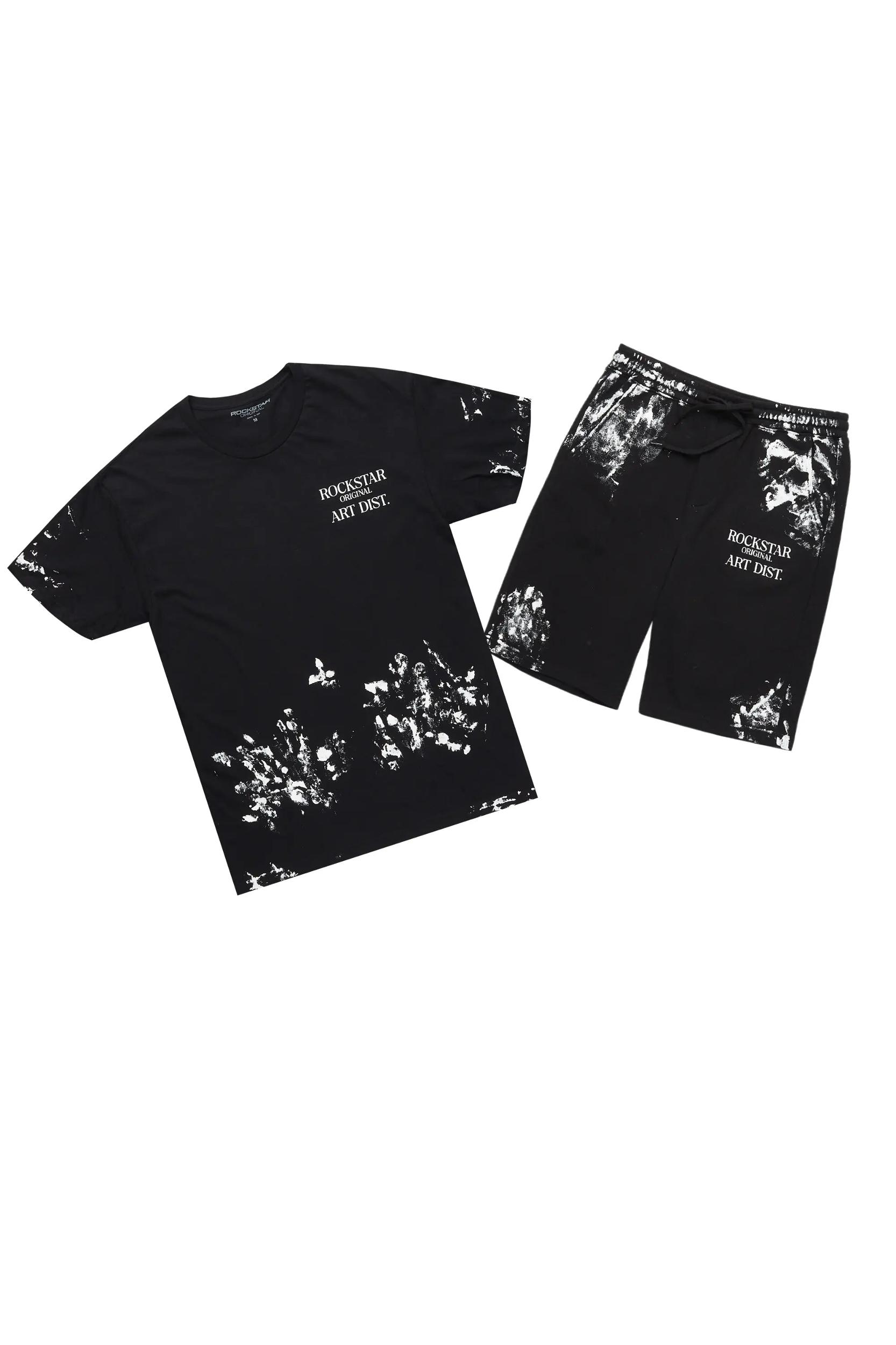 Filip Black Graphic T-Shirt Short Set Male Product Image