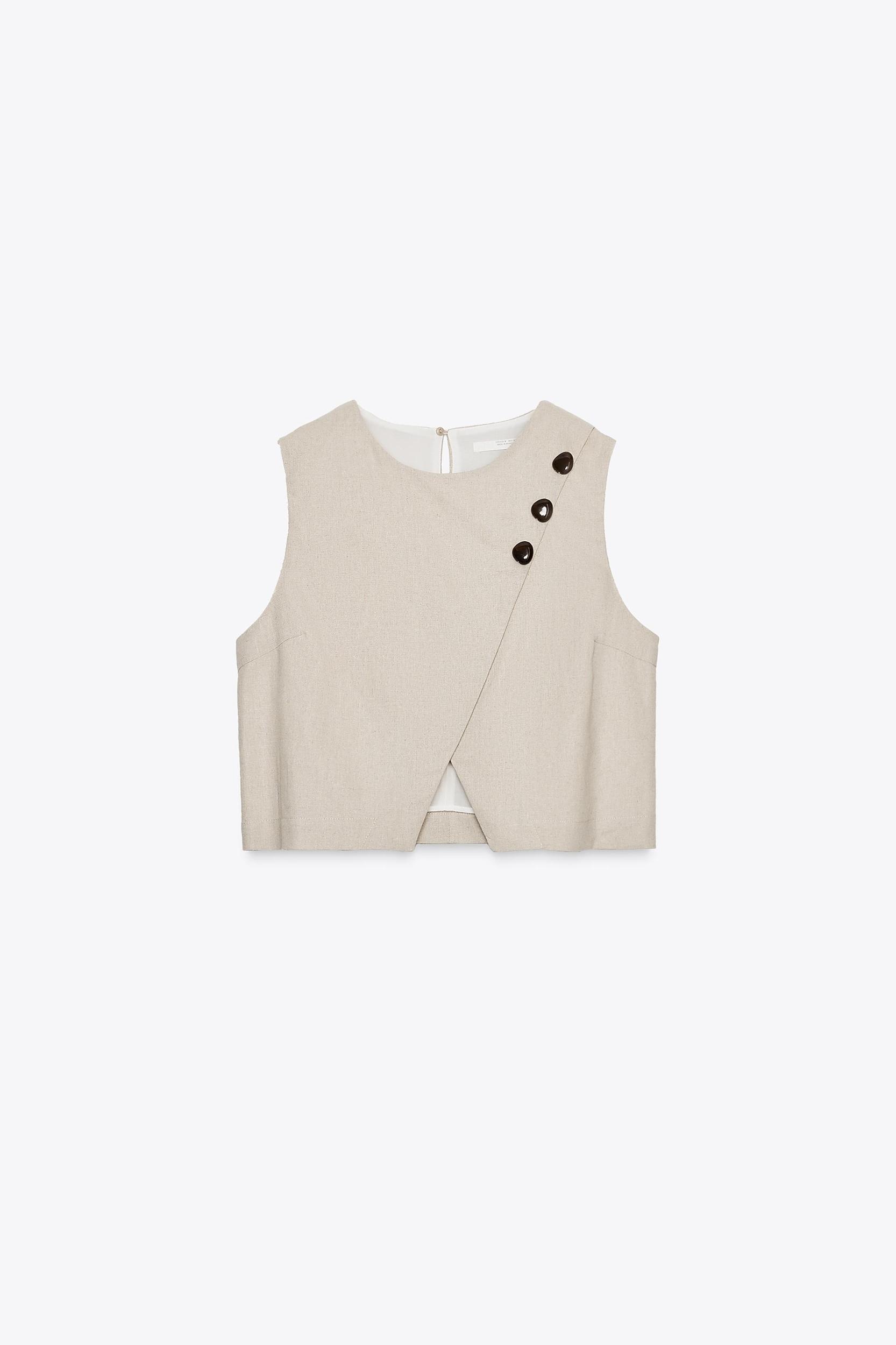 LINEN CROPPED WRAP TOP Product Image