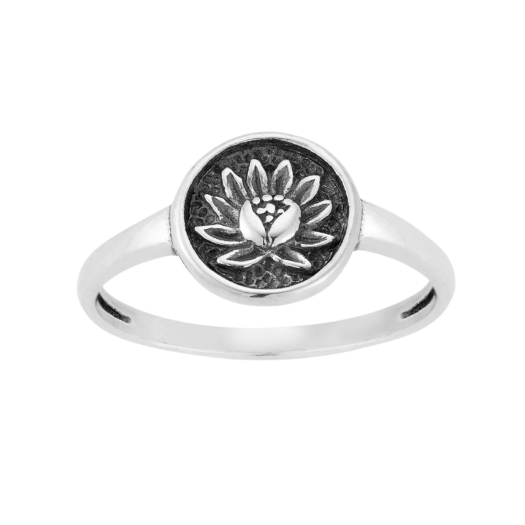 Sunkissed Sterling Sterling Silver Oxidized Flower Ring, Women's, Size: 9, Silver Tone Product Image